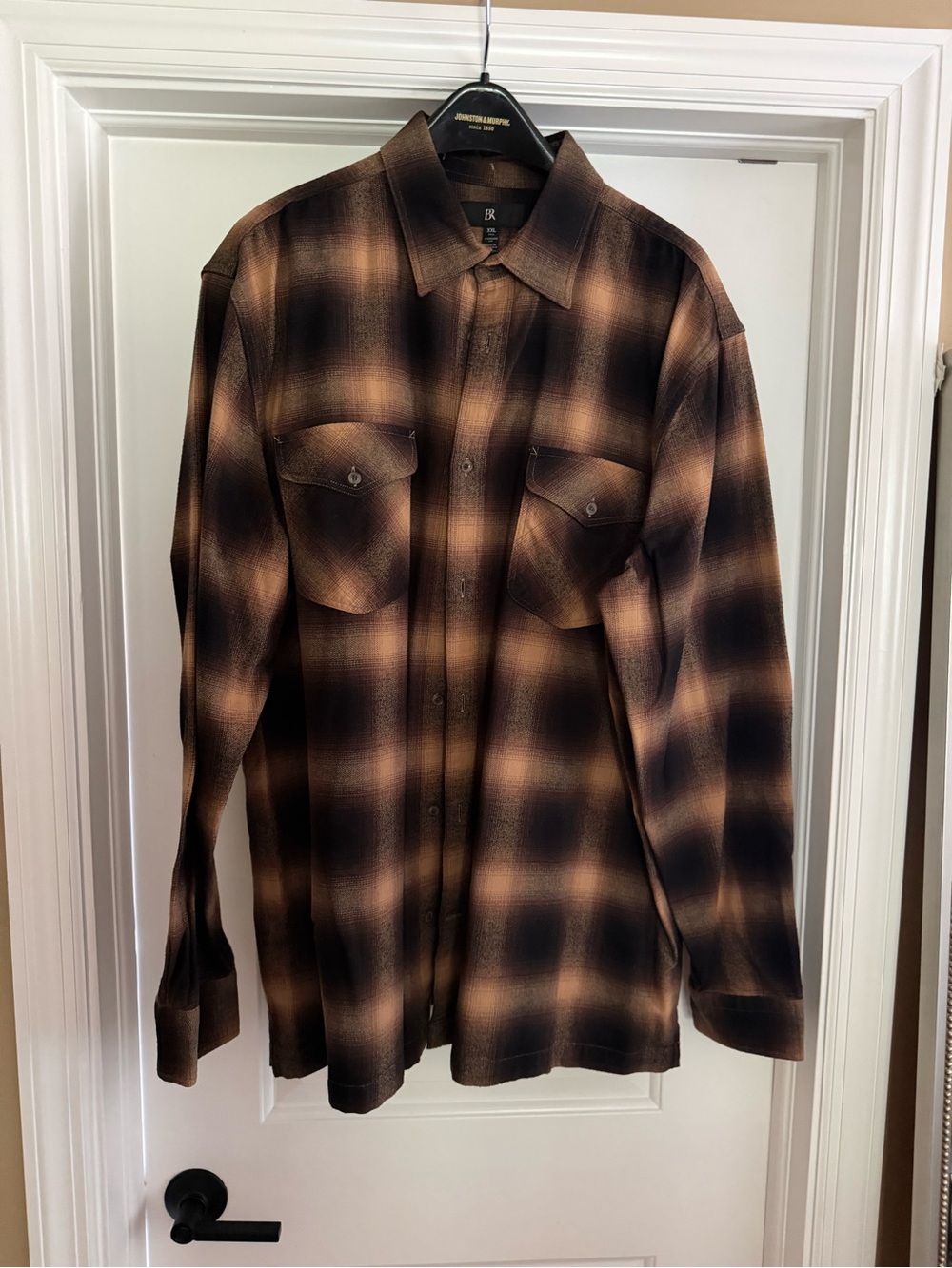 BR Men's Brown Herringbone Button-Up Shirt XXL Tall